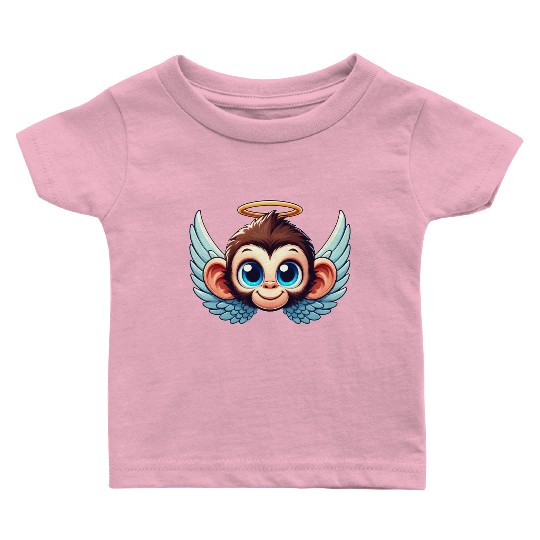 Monkey chimpanzee cartoon angel wings Baby T Shirts