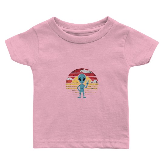 Peaceful Alien Sunset Retro Vibe Baby T Shirts