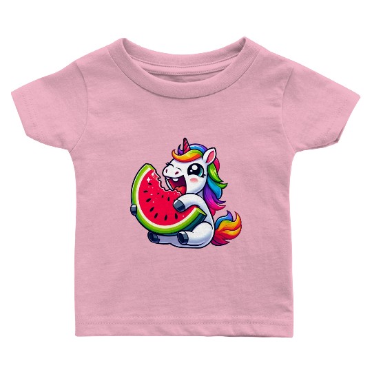 Unicorn Watermelon Summer Design Baby T Shirts