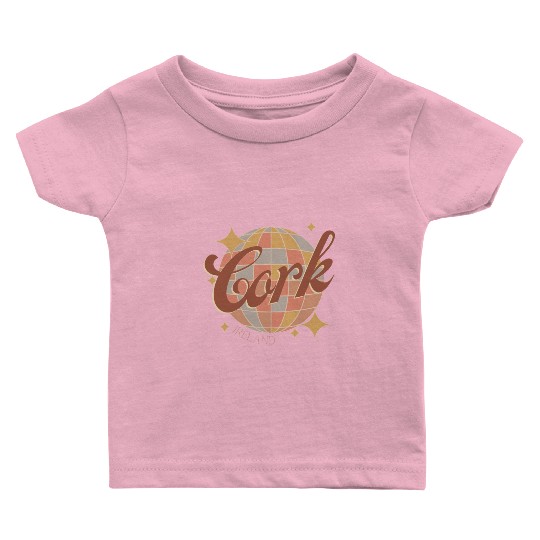 Cork City Ireland Retro Vintage Disco ball design Baby T Shirts