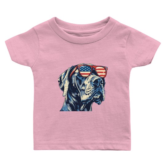 American independence day. Great Dane dog Baby T Shirts