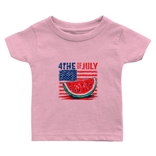 4th of July American Pride Watermelon Vintage Gift Baby T Shirts