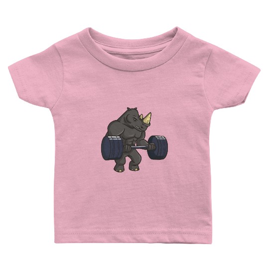 Rhinoceros Powerlifting Weightlifting Gym Rhino Lo Baby T Shirts