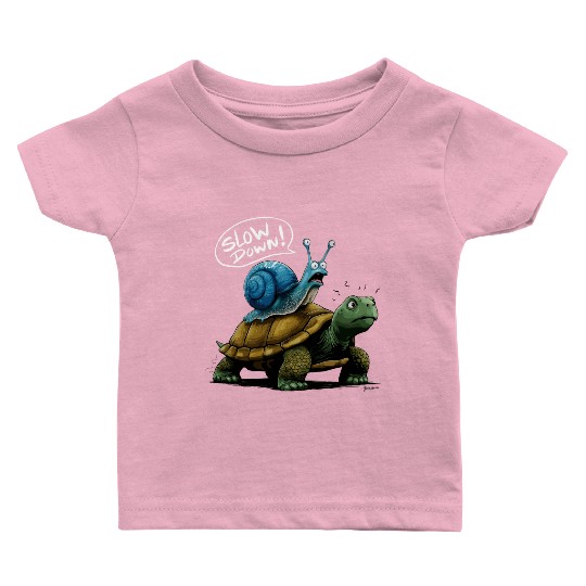Snail Riding a Turtle Funny Animal Friends Baby T Shirts