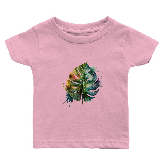 Watercolor Tropical Leaves Clipart, Tropical Leaf Baby T Shirts