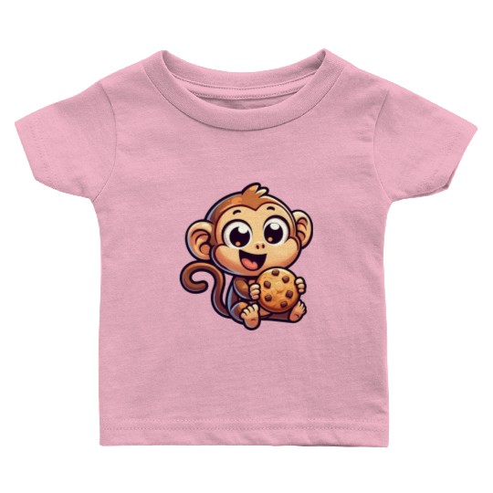 Chimpanzee with Cookie Sweet Treat Baby T Shirts