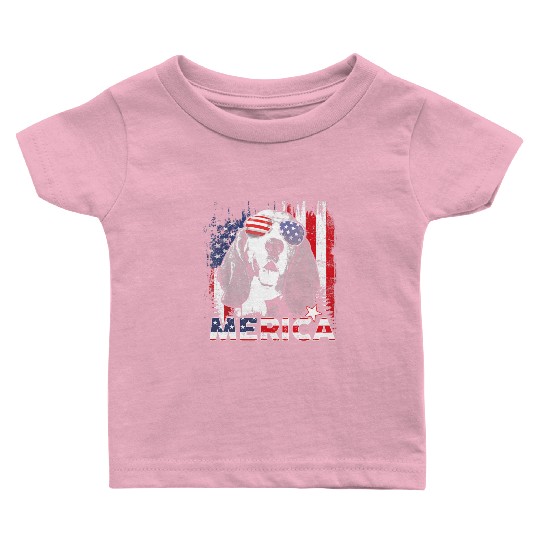 Basset Hound 4th Of July US Flag Merica Dog Lover Baby T Shirts