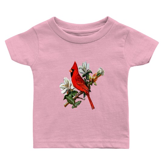 Northern Red Cardinal On A Branch Baby T Shirts