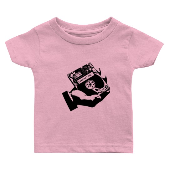 Funny retro vintage 80s compact disc Baby T Shirts for men
