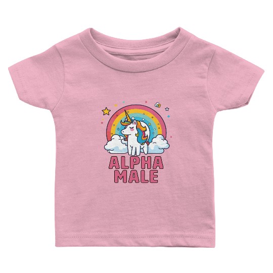 Alpha Male Unicorn Rainbow Baby T Shirts