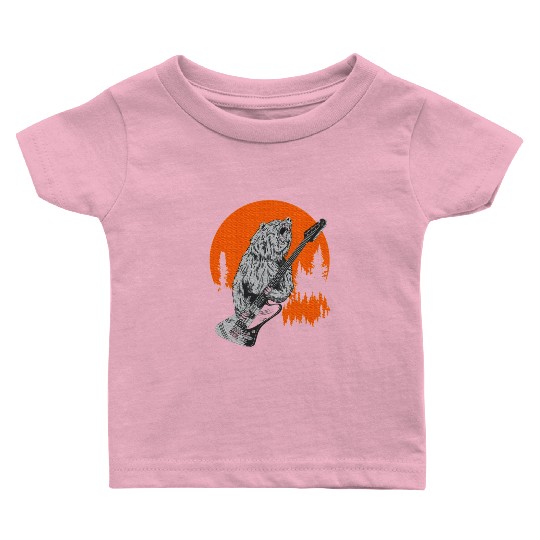 Bear The Playing Bass Guitar Baby T Shirts