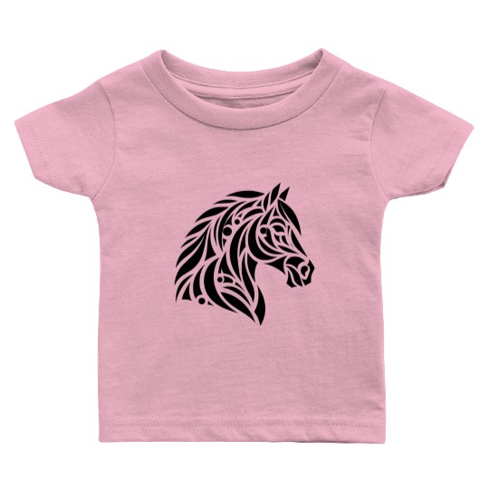 Elegant Tribal Horse Head Portrait Pony Tattoo Baby T Shirts