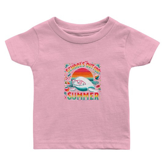 Schools Out For Summer Teacher Beluga Whale Baby T Shirts