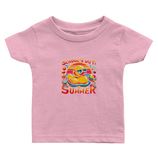 Schools Out For Summer Teacher Yellow Duck Baby T Shirts