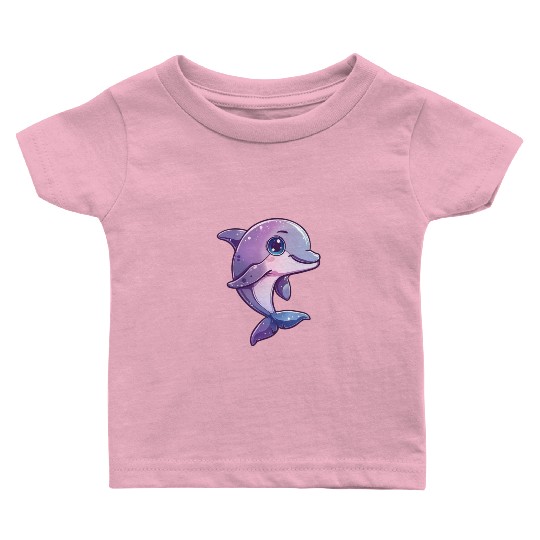 Adorable Purple Dolphin Fantasy Creation Baby T Shirts
