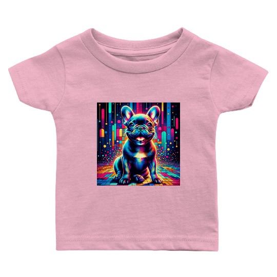 French Bulldog Neon Art Baby T Shirts