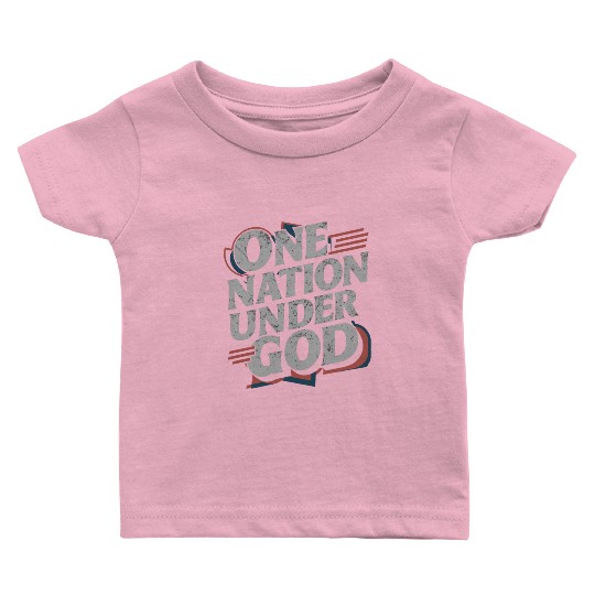 One Nation Under God Christian Pride Retro US Flag Baby T Shirts