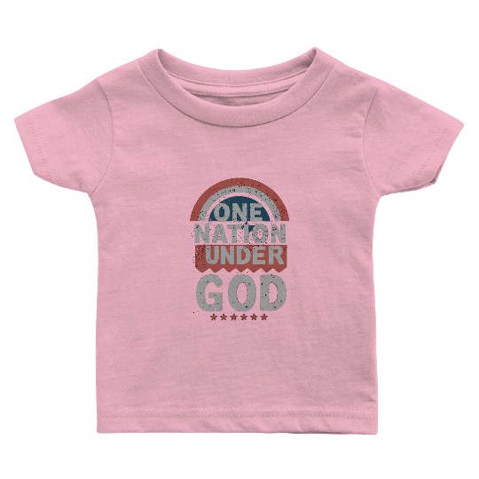 One Nation Under God Christian Pride Retro US Flag Baby T Shirts