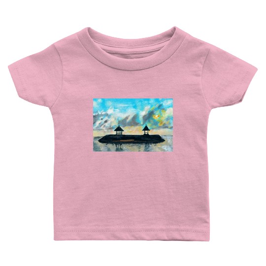 Peaceful sunset on beach scene with acrylic Baby T Shirts