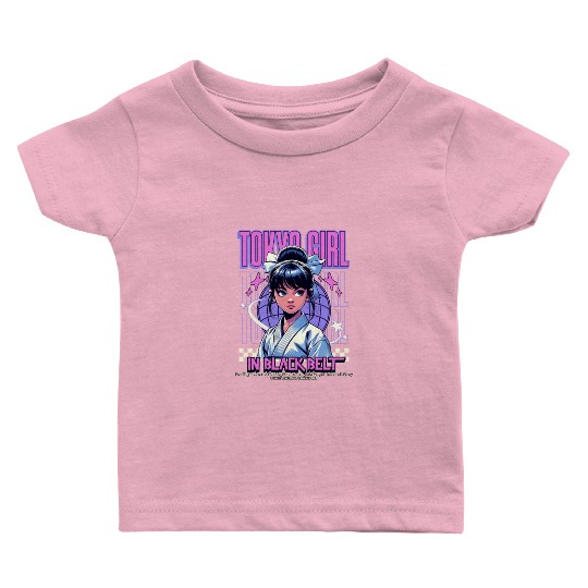 anime tokyo girl in black belt Baby T Shirts
