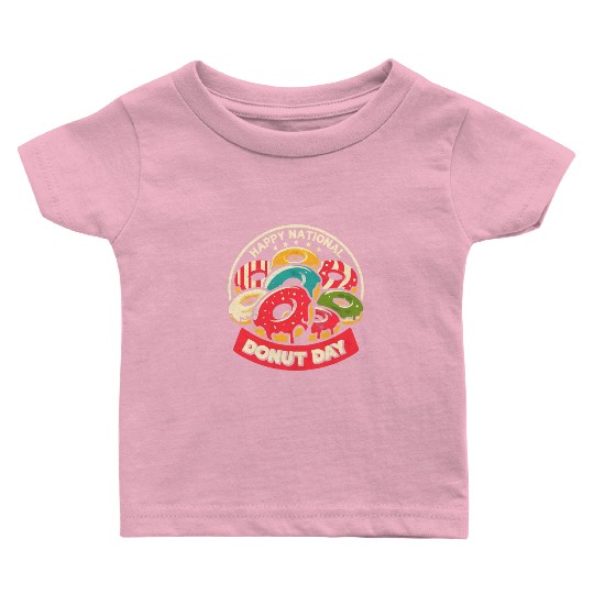 Retro National Donut Day Baby T Shirts