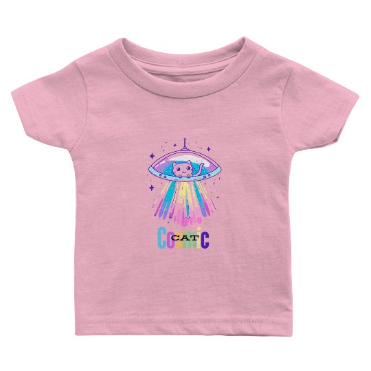 Cartoon Cat UFO Adventure Baby T Shirts