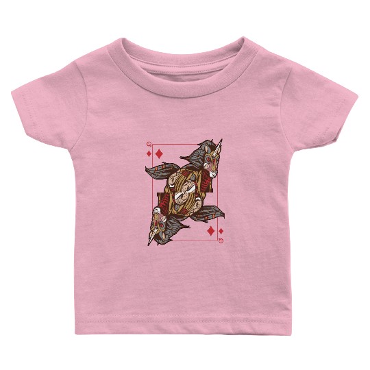 Unicorn steampunk card game Queen of Diamonds Poke Baby T Shirts