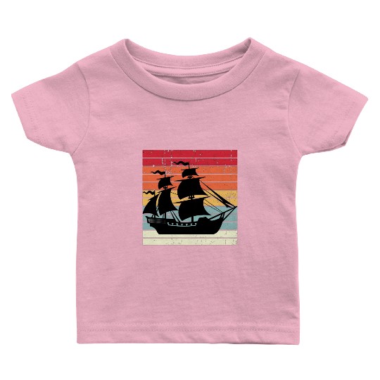 Pirate ship sunset Baby T Shirts