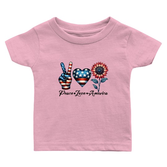 Peace Love America Baby T Shirts