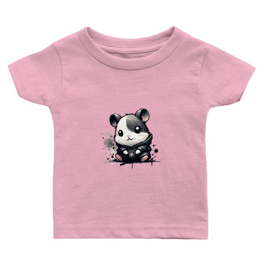Charcoal Hip Hop Hamster Baby T Shirts