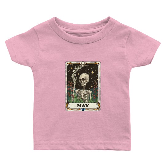 May Gothic Tarot Card - Lily of the Valley & Skele Baby T Shirts