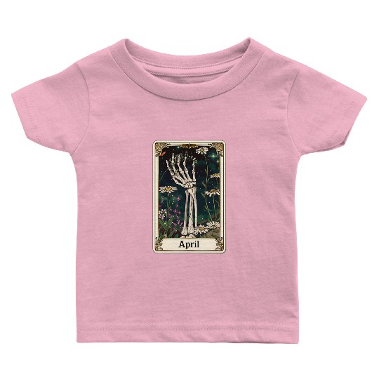 April Gothic Tarot Card - Daisy Flower & Skeleton' Baby T Shirts