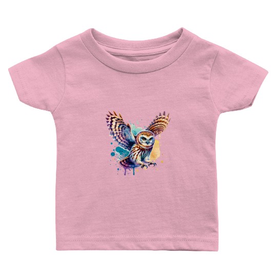Barking Owl in Flight Baby T Shirts