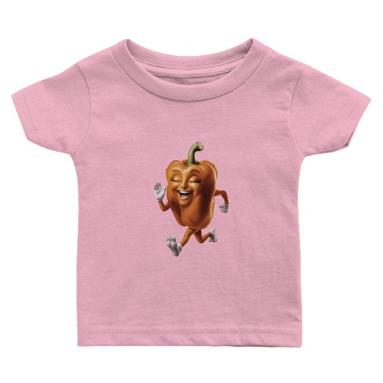 Orange Bell Pepper Running Realistic Baby T Shirts