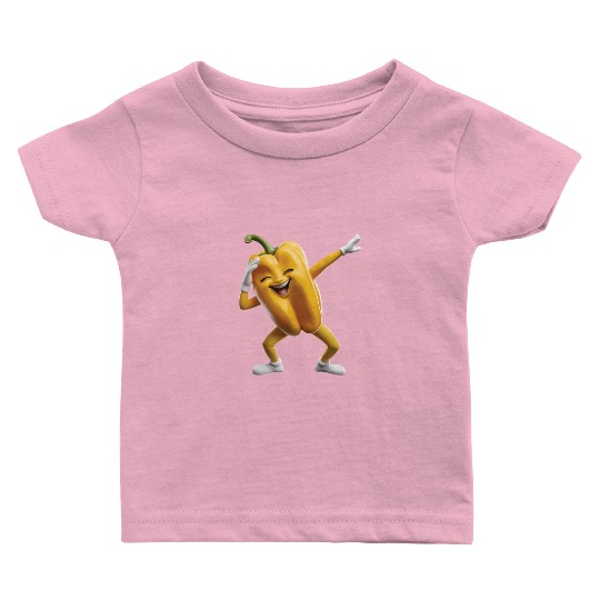 Yellow Bell Pepper Dabbing Realistic Baby T Shirts