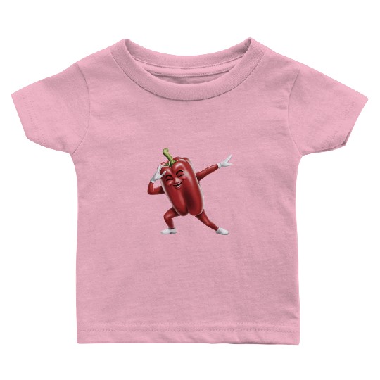 Red Bell Pepper Dabbing Realistic Baby T Shirts