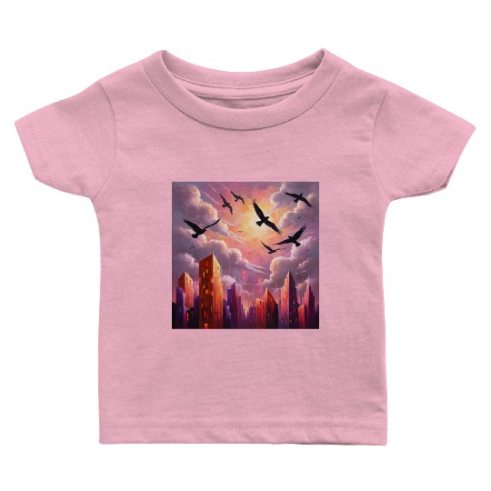 Geometric Twilight City Baby T Shirts