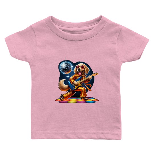 Disco Golden Retriever dog Baby T Shirts