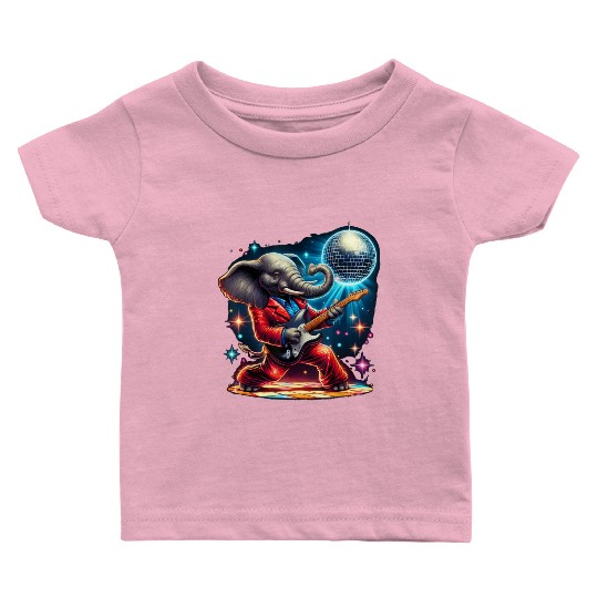 Disco Ball Guitar Elephant Baby T Shirts