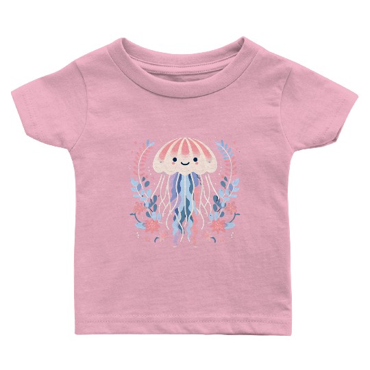 Floral Jellyfish Delight Baby T Shirts