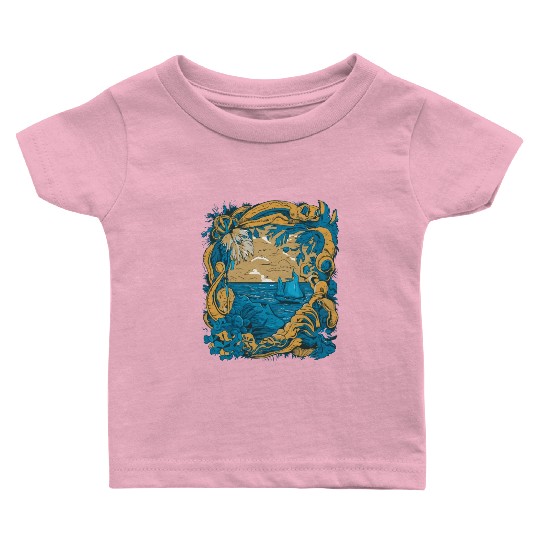 Sun Kissed Shores A Mediterranean Odyssey Baby T Shirts
