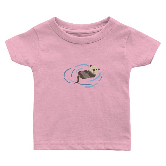 Sea Otter In Water Cute Lutra Animal Lover Funny Baby T Shirts