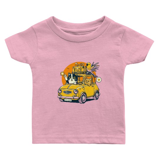 Road Trip by Car : Life's Better with Cat Friends Baby T Shirts