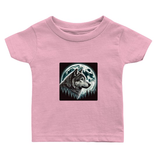Nature Moon Alpha Cute Wolf Moon nature Baby T Shirts
