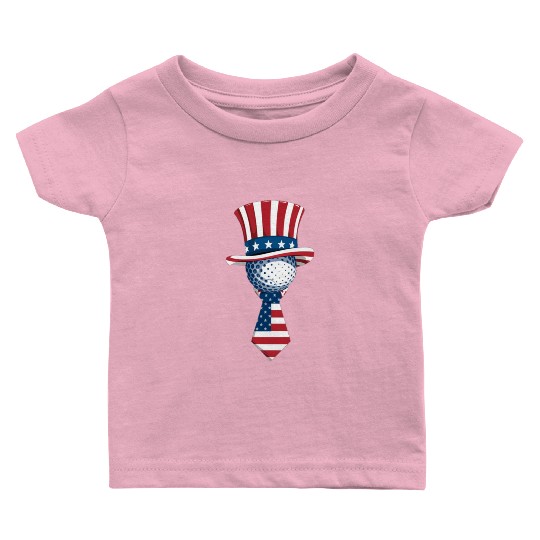 Patriotic Golf Ball with Stars and Stripes Hat Baby T Shirts