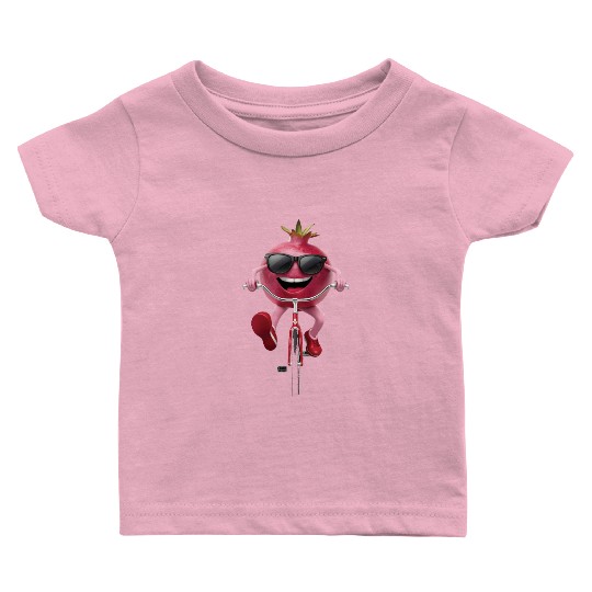 Pomegranate Cycling On Bike Realistic Baby T Shirts