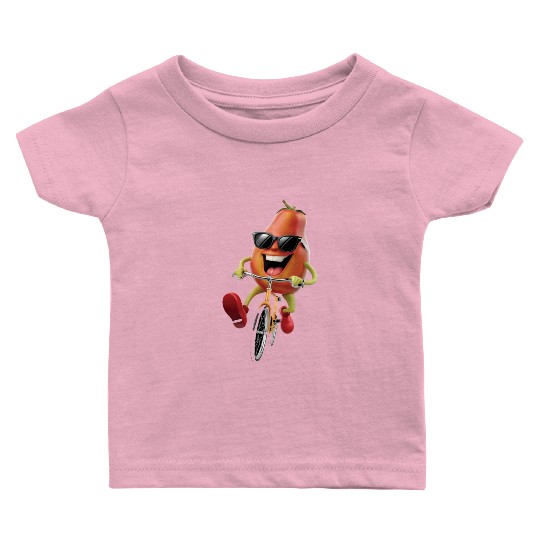 Papaya Cycling On Bike Realistic Baby T Shirts