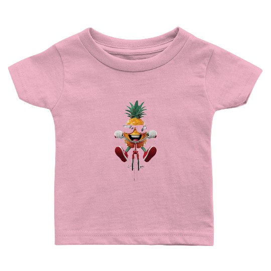 Pineapple Cycling On Bike Realistic Baby T Shirts
