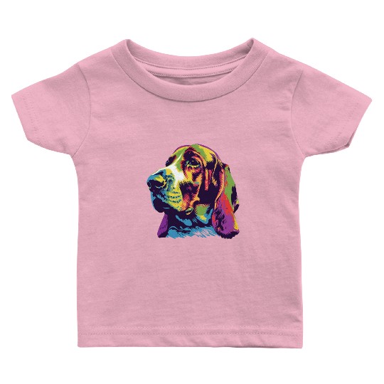 Colorful Basset Hound Portrait Art Baby T Shirts