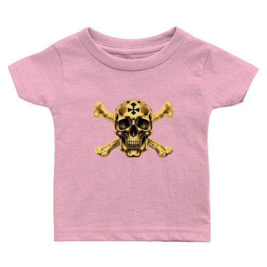 Golden Pirate Skull ☠ Baby T Shirts